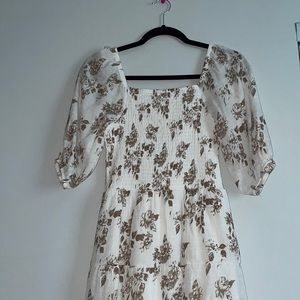 Floral tan dress